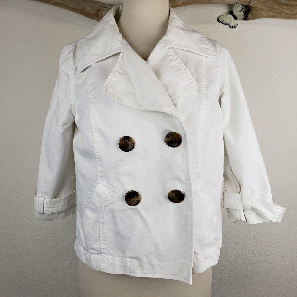 Old navy white twill cropped pea jacket